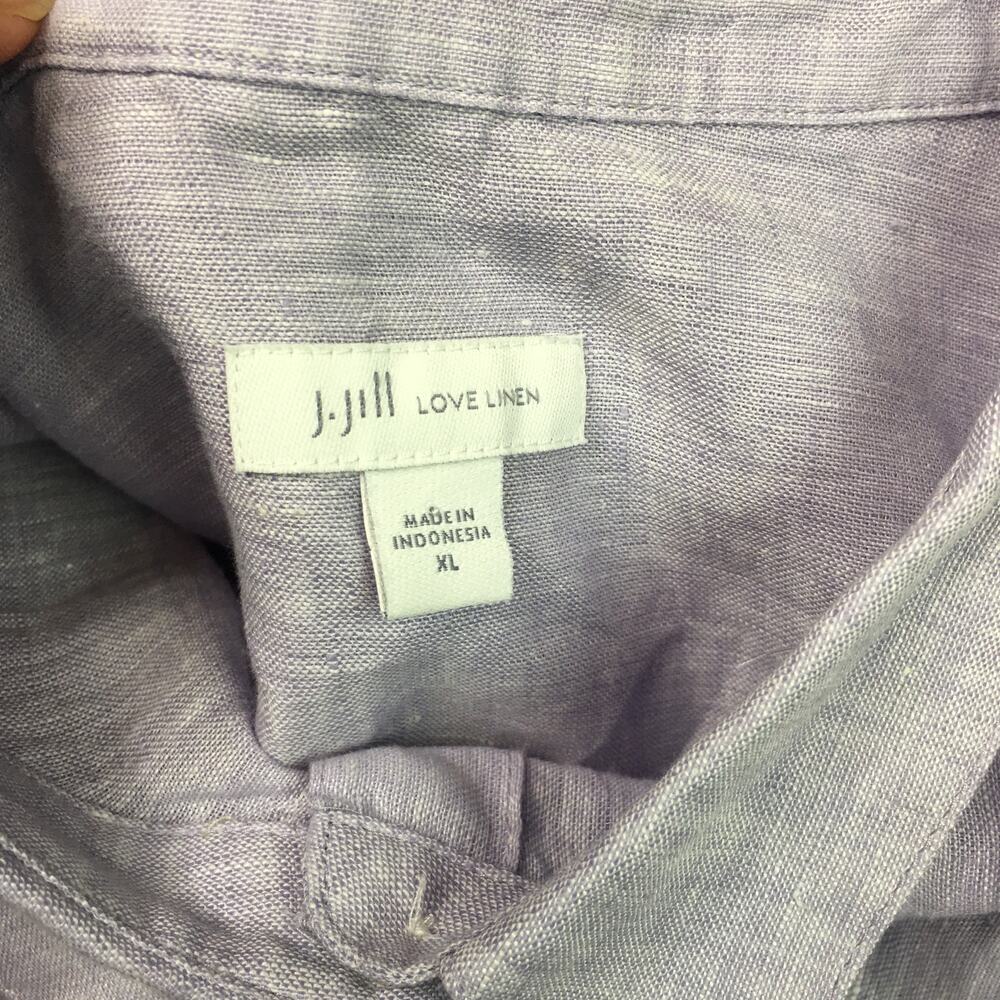 J. Jill Love Linen Button Down Shirt Lavender Long Sleeve 100% Linen Womens XL - Picture 3 of 10